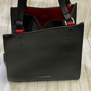 Steve Madden Black Tote with Red Accents